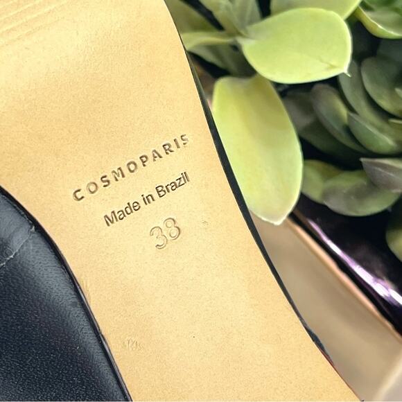 Cosmoparis Stiletto Heel Pump Sz 8 Black & Red Leather Closed Pointed Toe Padded - Picture 6 of 16